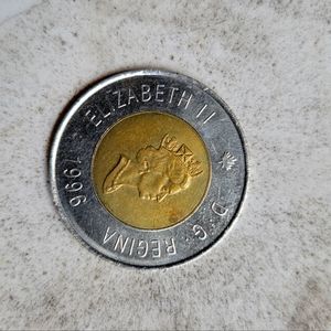 1996 Canada First Canadian Two Dollar "Toonie" Coin. $2 Polar Bear